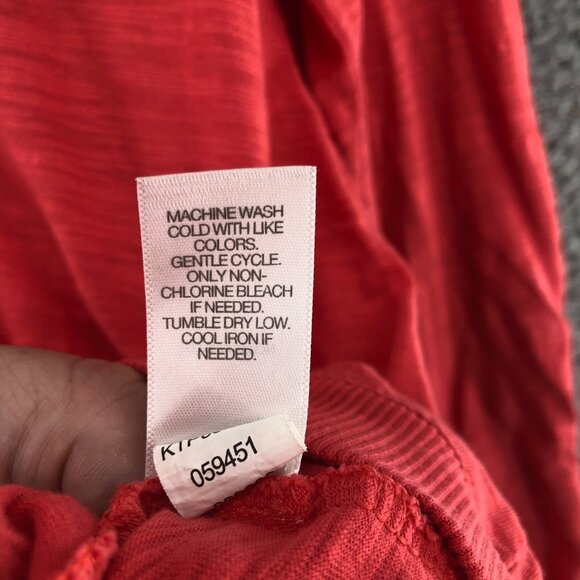 J Jill Hoodie Womens Extra Small Orange Roll Tab Sleeves Knit V Neck Pocket Tee* - Picture 8 of 11